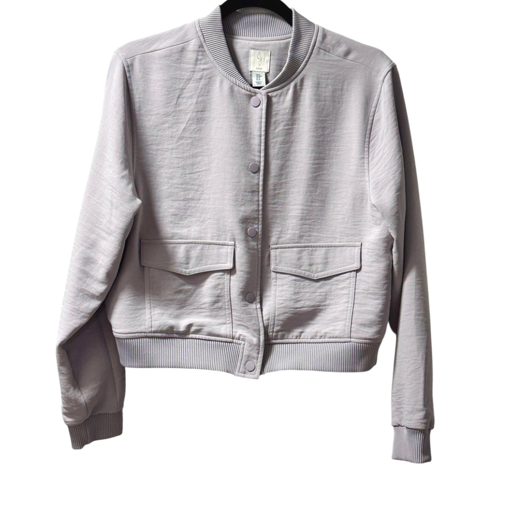 Joie Lavender Bomber Jacket M, Button Closure